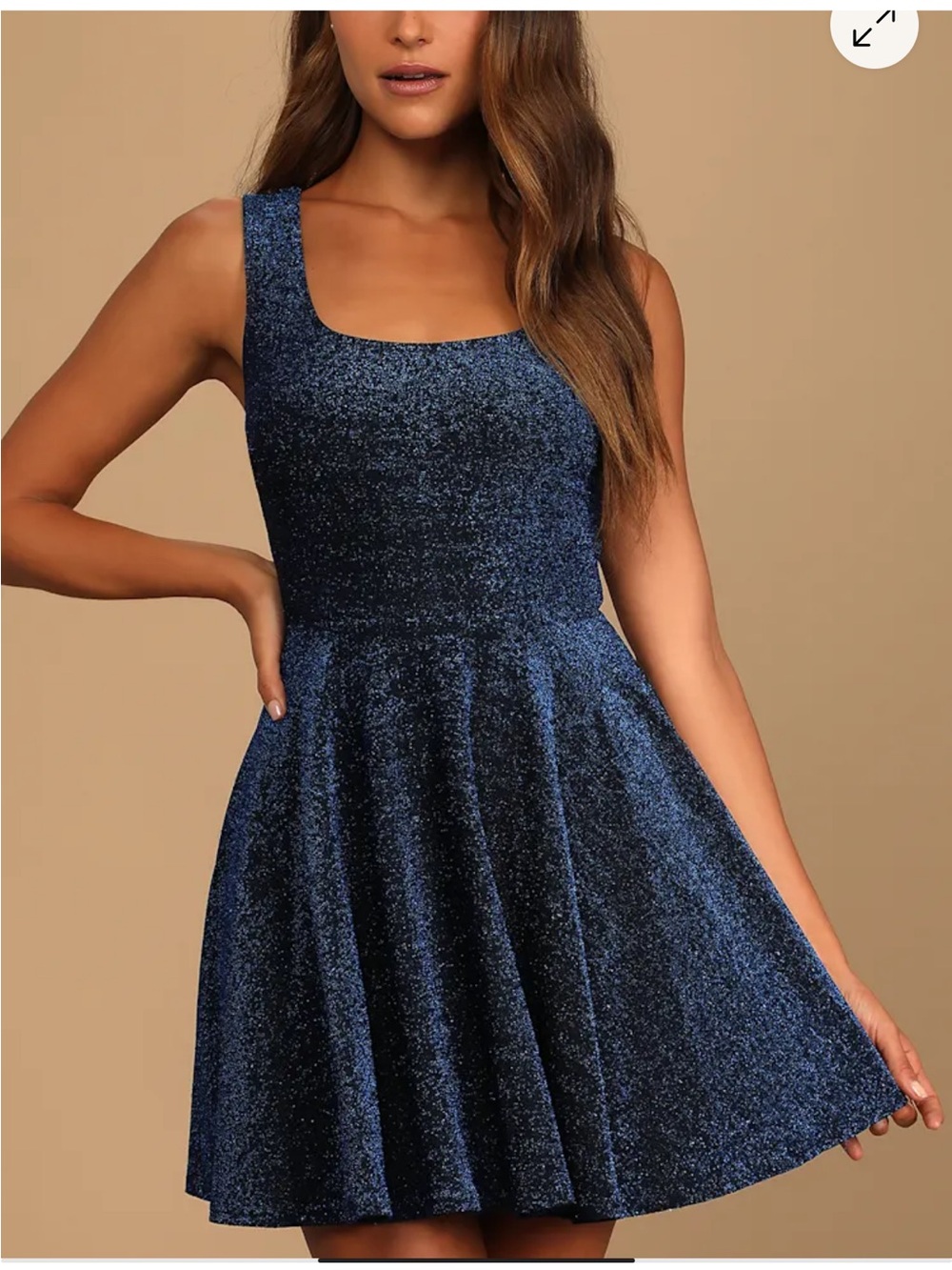 City Triangles Navy Sparkle Fit-and-Flare Mini Dress size 5